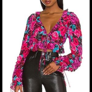 Love and Lemons Scarlett Ruffle Crop Top